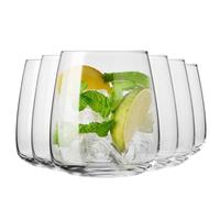 Krosno Glasses for Water, juices and Other Beverages | Elegant Design | Set of 6 | Total Capacity 470 ml | Modern Collection | Ideal for The Home, Restaurant, Parties | Dishwasher-Safe