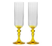 Krosno Gradient Champagne Glasses 200 ml with Yellow Stem, Set 2 pcs - for Mocktails, Mimosa, Prosecco, Cava and Spritz - Lead-Free Crystal - Dishwasher Safe - Bubble Celebration Moments