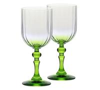 Krosno Gradient Wine Glasses for Red and White Wine, Mocktails, Water with Light Green Stem - 300 ml, Set 2 pcs - Lead-Free Crystal Glass - Dishwasher Safe - Collection Celebration Moments