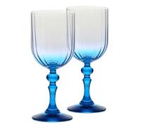 Krosno Gradient Wine Glasses for Red and White Wine, Mocktails, Water with Turquoise Stem - 300 ml, Set 2 pcs - Lead-Free Crystal Glass - Dishwasher Safe - Collection Celebration Moments