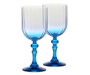 Krosno Gradient Wine Glasses for Red and White Wine, Mocktails, Water with Turquoise Stem - 300 ml, Set 2 pcs - Lead-Free Crystal Glass - Dishwasher Safe - Bubble Celebration Moments