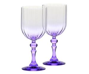 Krosno Gradient Wine Glasses for Red and White Wine, Mocktails, Water with Violet Stem - 300 ml, Set 2 pcs - Lead-Free Crystal Glass - Dishwasher Safe - Collection Celebration Moments