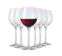 Krosno Iridescent Wine Glasses, Rainbow Collection, Set of 6, 440 ml, Handcrafted Glassware, for Red & White Wine, Unique Design, Hand Wash | Lead-Free Crystal Glass