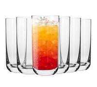 Krosno Long Tall Water Juice Mojito Drinking Glasses | Set of 6 Highball Glasses | 360 ML | Glamour Collection | Half Pint Cocktail Glasses Tumblers | Home & Parties | Dishwasher Safe Tumbler Glasses