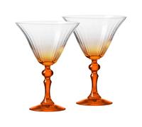 Krosno Martini Glasses with Orange Stem | Set of 2 | 170 ml | Bubble Celebration Moments Collection | Lead-Free Crystal | Gift Idea