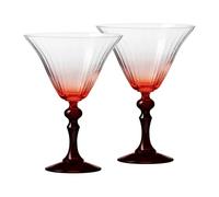 Krosno Martini Glasses with Red Stem | Set of 2 | 170 ml | Bubble Celebration Moments Collection | Lead-Free Crystal | Gift Idea