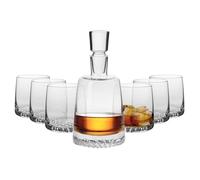 Krosno Premium Whisky Set | 1 × 950 ml Decanter & 6 × 300 ml Glasses | Fjord Collection | for Home, Restaurants & Parties | Gift for Whisky Connoisseurs | Lead-Free Crystal Glass