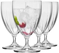 Krosno Prima LUMI Stemmed Glasses 440 ml Set of 4, Lead-Free Crystal Drinking Glasses, Short Stem Water Juice Cocktail Dessert Glasses, Elegant Optical Design, Dishwasher Safe