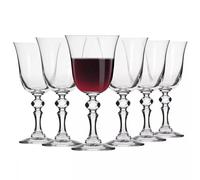 Krosno Red Wine Glasses Set of 6-250ml Crystal Wine Glasses for Red Wine - Tulip Wine Glasses with Decorated Stem, Lead-Free Crystal - Krista Collection