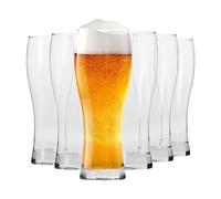 Krosno Tall Craft Beer Pint Glasses | Set of 6 | 500 ML | Chill Collection | Guinness Glass Drinking Glasses Cocktail Glasses | Perfect for Home, Bar and Kitchen | Dishwasher Safe Glass Cups