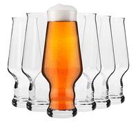 KROSNO Tall Lager IPA Craft Beer Glass | Set of 6 | 400 ML | Splendour Collection | Large Cocktail Glasses Drinking Guinness Glass | Perfect for Home, Bar and Kitchen Set | Dishwasher Safe Glass Cups