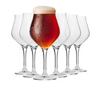 Krosno Tulip Stem Beer Ale Tasting Glasses | Set of 6 | 420 ML | Avant-Garde Collection | Lager Craft Glass, Cider Gift Set | Bar, Home & Kitchen | Dishwasher Safe Stemmed Beer Glasses