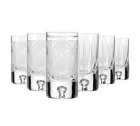 Krosno - Vodka, Liqueur Glasses 50 ml, Set of 6 - Crystal Glass - 2 Cut Designs - Handcrafted & Hand-Cut - Saga Collection - Gift Idea