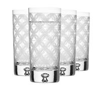 Krosno - Water, Juice and Cocktail Glasses 300 ml - Set of 4 - Saga Collection - Crystal Glass - Handmade, Cut Design - Ideal as a Gift