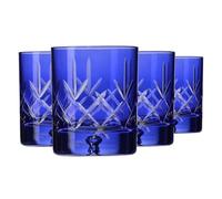 Krosno - Whisky, Bourbon & Scotch Glasses 250 ml - Set of 4 - Saga Collection - Handcrafted Crystal Glass - Blue Cut Design - Gift Idea