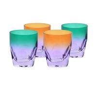 Krosno - Whisky Glasses 260 ml, Set of 4 - Aurora Collection - Handcrafted and Hand-Painted - Lead-Free Crystal - for Bourbon, Rum and Cocktails - Gift Set - Orange & Purple