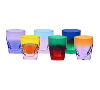 Krosno Whisky Glasses Multicoloured, Set of 6, 260 ml, Aurora Collection | For whisky bourbon drinks and cocktails, Hand-painted, Aurora colours, Gift idea
