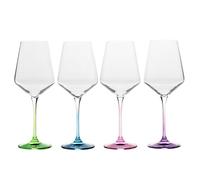 Krosno White Wine Glasses 4, Set of 4 Color Stemmed Glasses, Wedding Gift, Party Crystal Glass, Lead-Free, Durable, Scratch Resistant, Gift Idea, Made in Europe