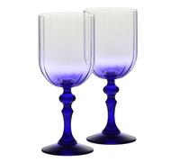 Krosno Gradient Wine Glasses for Red and White Wine, Mocktails, Water with Cobalt Stem - 300 ml, Set 2 pcs - Lead-Free Crystal Glass - Dishwasher Safe - Bubble Celebration Moments