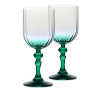 Krosno Gradient Wine Glasses for Red and White Wine, Mocktails, Water with Green Stem - 300 ml, Set 2 pcs - Lead-Free Crystal Glass - Dishwasher Safe - Bubble Celebration Moments
