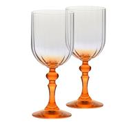 Krosno Gradient Wine Glasses for Red and White Wine, Mocktails, Water with Orange Stem - 300 ml, Set 2 pcs - Lead-Free Crystal Glass - Dishwasher Safe - Bubble Celebration Moments