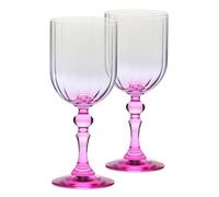 Krosno Gradient Wine Glasses for Red and White Wine, Mocktails, Water with Pink Stem - 300 ml, Set 2 pcs - Lead-Free Crystal Glass - Dishwasher Safe - Bubble Celebration Moments