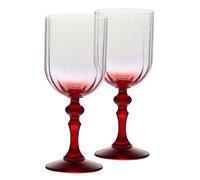 Krosno Wine Glasses Set of 2, 300 ml, Red Stem, Bubble Collection