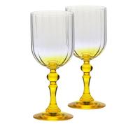 Krosno Gradient Wine Glasses for Red and White Wine, Mocktails, Water with Yellow Stem - 300 ml, Set 2 pcs - Lead-Free Crystal Glass - Dishwasher Safe - Bubble Celebration Moments