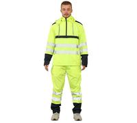Kross Style® Hi Vis Rain Tracksuit - Mens High Visibility Waterproof Reflective Tape Band Safety Lightweight Rainsuit Hooded Top Trouser Plus Sizes S-XXL