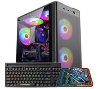 Kroteaup Gaming PC Computer Desktop, AMD Ryzen 5 5500 up to 4.2GHz, Radeon RX 590 8G, 16G DDR4, 1TB SSD, WiFi 6, RGB Fan x5, Tower Computers Windows 11 Home