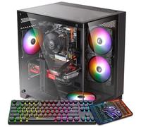 Kroteaup Gaming Tower Computer, Intel Core i7 4th Gen, GTX 1050 Ti 4G, 16GB RAM, 512GB SSD, WiFi 6, RGB Fanx5, Windows 11 Home