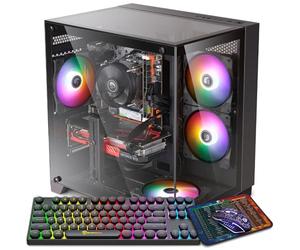 Kroteaup Gaming Tower Computer, Intel Core i7 4th Gen, GTX 1050 Ti 4G, 16GB RAM, 512GB SSD, WiFi 6, RGB Fanx5, Windows 11 Home