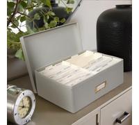 kroucoco Linen Decorative Photo Storage Box,hold up to 1700 Photos of 4x6”,Photo Containers with Dividers,Photo Storage Organizer with Lid for Cards,Pictures,Stickers,Scrapbooks,Stamps (Grey)