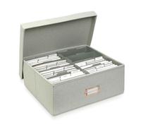 kroucoco Linen Decorative Photo Storage Box,Photo Storage Organizer with Lid Hold Up to 1700 Photos of 4x6”,Photo Containers with Dividers for Cards,Pictures,Stickers,Scrapbooking,Stamps (Sage)