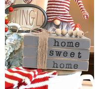 kroucoco Small Size Wood Decorative Book Stacks|Farmhouse Decor Book Stack|Decorative Wooden Books (grey)