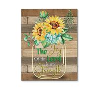 Krouterebs New Flowers The Joy of The Lord is My Strength Metal Tin Sign for Home and Kitchen Bar Man Cave Cafe Garage Wall Decor 12x8 Inch