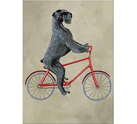 Krouterebs New Schnauzer On Bicycle Metal Tin Sign for Home and Kitchen Bar Man Cave Cafe Garage Wall Decor 12x8 Inch