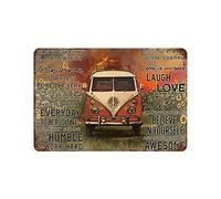 Krouterebs New Tin Sign Hippie Campervan Today Girl Flowers Wall Decor Kitchen Baking 8 X 6 IN