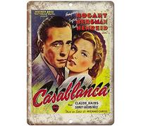 Krouterebs New Tin Sign Humphrey Bogart Casablanca Metal Tin Sign Rustic Wall Decor Suitable for Home and Kitchen Bar Man Cave Cafe Garage Wall Decor Retro Vintage 12x8 Inch