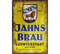 Krouterebs New Tin Sign Jahns BRAU German Beer Metal Tin Sign Rustic Wall Decor Suitable for Home and Kitchen Bar Man Cave Cafe Garage Wall Decor Retro Vintage 12x8 Inch