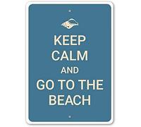 Krouterebs New Tin Sign Keep Calm and Go to Beach Metal Tin Sign Rustic Wall Decor Suitable for Home and Kitchen Bar Man Cave Cafe Garage Wall Decor Retro Vintage 12x8 Inch