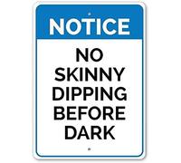 Krouterebs New Tin Sign Notice No Skinny Dipping Before Dark Metal Tin Sign Rustic Wall Decor Suitable for Home and Kitchen Bar Man Cave Cafe Garage Wall Decor Retro Vintage 12x8 Inch