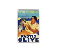 Krouterebs New Tin Sign Pastis Olive Metals Metal Tin Sign Rustic Wall Decor Suitable for Home and Kitchen Bar Man Cave Cafe Garage Wall Decor Retro Vintage 12x8 Inch