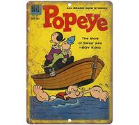 Krouterebs New Tin Sign Popeye Dell Comics Metal Tin Sign Rustic Wall Decor Suitable for Home and Kitchen Bar Man Cave Cafe Garage Wall Decor Retro Vintage 12x8 Inch