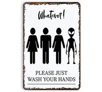 Krouterebs New Tin Sign Whatever Please Just Wash Your Hands Metal Tin Sign Rustic Wall Decor Suitable for Home and Kitchen Bar Man Cave Cafe Garage Wall Decor Retro Vintage 6x8 Inch