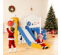 Krovtoy Thickened & Widened Kids Slide,170cm extra-long slideway,Toddler Slide Freestanding with Basketball Hoop, Toddler Climber,Baby Slide Playground Equipment, Kids Slides Outdoor (Orange Blue-6)