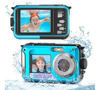 Krovtoy Water Camera Digital Waterproof Camera, Full HD 2.7K 48MP Submersible Digital Zoom 16X Aquatic Kids Dual Anti-Vibration for Snorkeling Diving