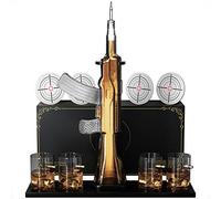 KROWN Kitchen - Gun Whiskey Decanter Set. Includes Whiskey Glasses, Coasters, and Wood Base. Perfect Dad Gifts. for Bourbon, Scotch, Liquor, etc.