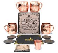 Krown Kitchen - Hammered Moscow Mule Copper Mugs Set of 4 | 16 oz