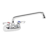 Krowne Wall Mount Kitchen Faucet - Utility Sink 4” Center Mount, 10" Swing Spout, ½” NPT Male Inlet, 2 GPM Flow Rate, Ceramic Valve Chrome Plated Finish, Lever Handle, Silver Series Plumbing